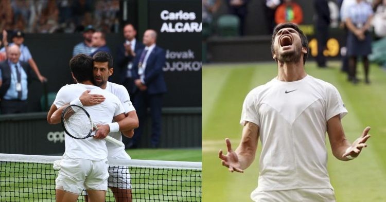 Carlos Alcaraz defeated Djokovic to become the Wimbledon Champion 2023 (Image Credits - Reuters and AP)