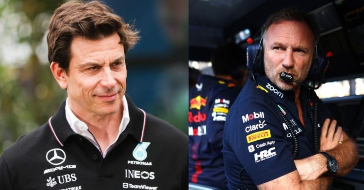 Toto Wolff, team principal of Mercedes (left), Christian Horner, team principal of Red Bull (right) (Credits- PlanetF1)