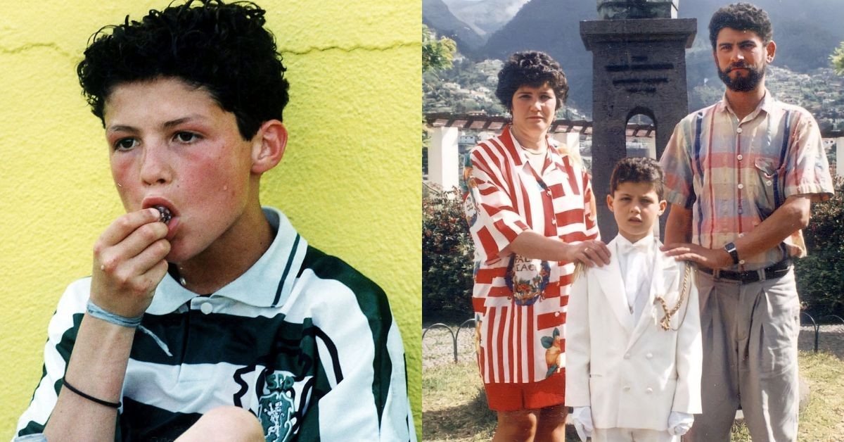 Young Cristiano Ronaldo (left) Young Ronaldo with his parents (right) (credits- Twitter)