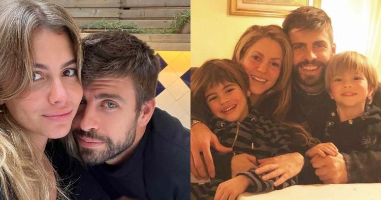 Gerard Pique with Clara Chia Marti (left) Pique with his kids (right) (credits- Instagram)