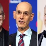 Tim Cooke (Apple), Adam Silver (NBA), and Bob Iger (Disney) (Credits - The Times of India, Front Office Sports, and Variety)