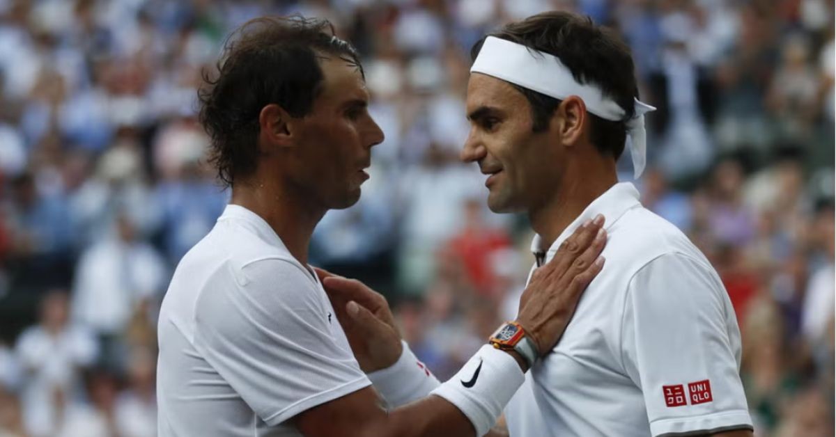 Nadal congratulating Federer after losing in Wimbledon 2019 semi-final match