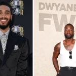 Jayson Tatum and Dwayne Wade at Wade's enshrinement (Getty Images and Marc Patrick Courtesy of BFA)
