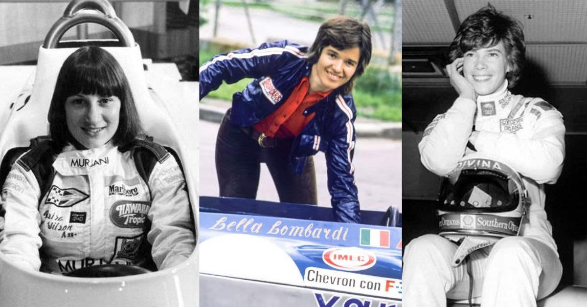 (Frome left to right) Desiré Wilson, driver from 1976-78, Lella Lombardi, driver from 1974-76 and Divina Galica, driver in 1980