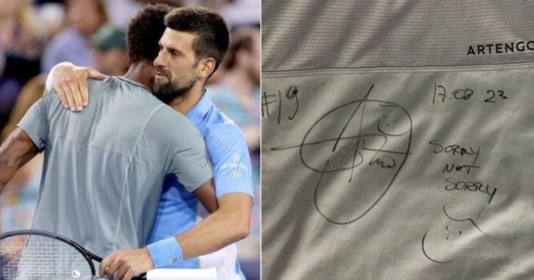 Novak Djokovic signed Gael Monfils' shirt