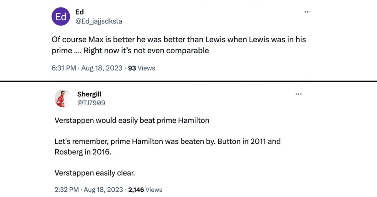 Fans of Max Verstappen debate the Dutchman to be better than Lewis Hamilton