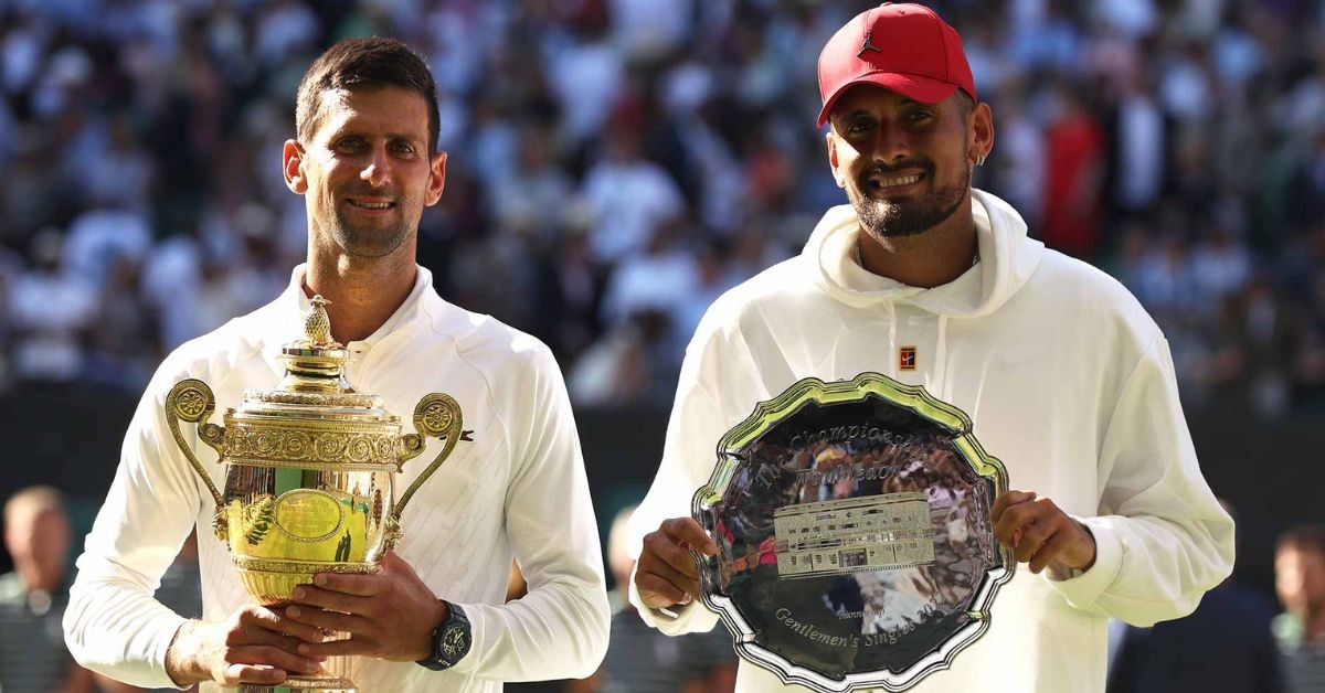 Novak Djokovic and Nick Kyrgios at Wimbledon