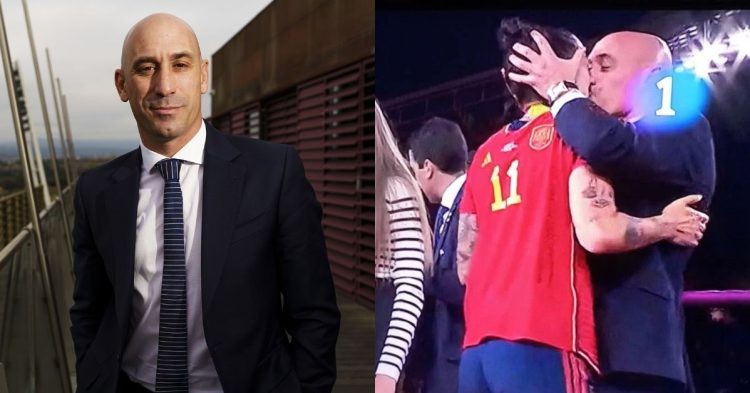 Report on Luis Rubiales as the President of the Royal Spanish Football Federation caught in indecent behavior with Spanish female striker.