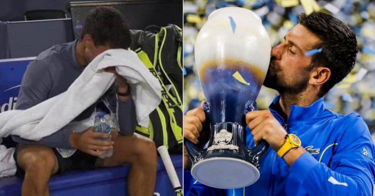 Carlos Alcaraz crying after loss to Novak Djokovic