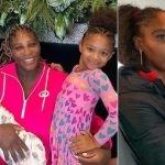 Serena Williams with her new born baby (left) - with Olympia Ohanian (right)