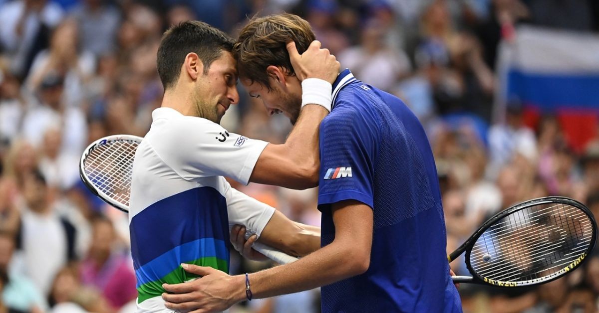 Novak Djokovic and Daniil Medvedev at the US Open final