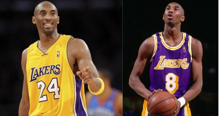 Kobe Bryant wearing #8 and #24