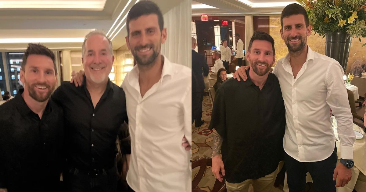 Lionel Messi hangs out with Jorge Mas and Novak Djokovic