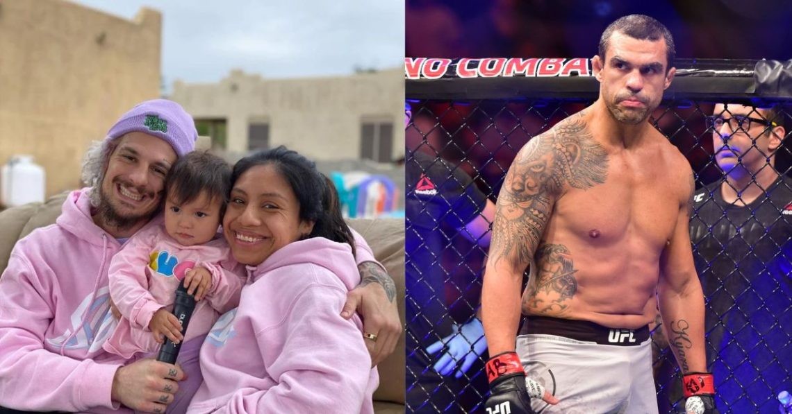 Sean O'Malley with his wife and daughter (left) Vitor Belfort (right)