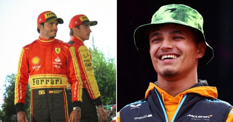 Lando Norris is amused by the new Ferrari outfit for Monza (Credits - The Telegraph, Twitter)