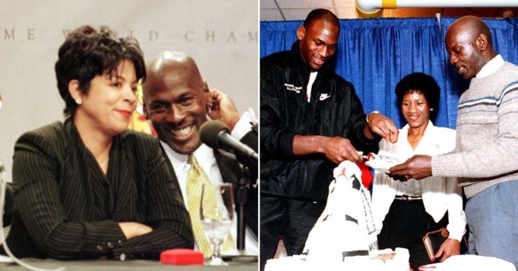 Michael Jordan with Juanita Vanoy, and his parents
