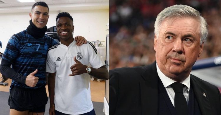 Report on Real Madrid as Carlo Ancelotti asked Vinícius Jr. to watch videos of Cristiano Ronaldo to learn his playing style.