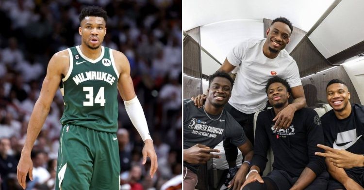 Giannis Antetokounmpo with his brothers