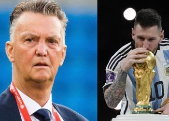 Louis van Gaal (left) Lionel Messi (right) (credits- Sky Sports)
