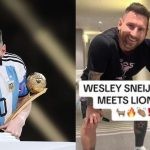 Sneijder's child meets Lionel Messi