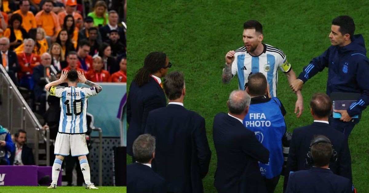 Lionel Messi's heated moment with Louis Van Gaal after Argentina's clash against the Netherlands