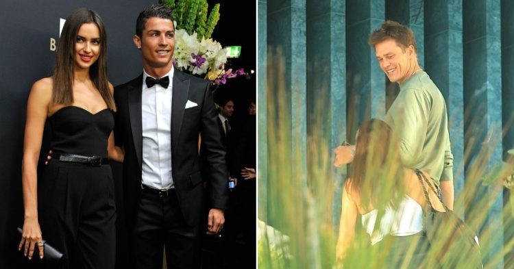 Irina Shayk with ex-boyfriend Cristiano Ronaldo and present boyfriend Tom Brady (Credit: People)