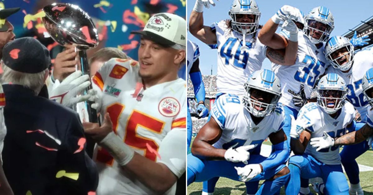 Chiefs' Patrick Mahomes and the Lions (Credit: New York Post)
