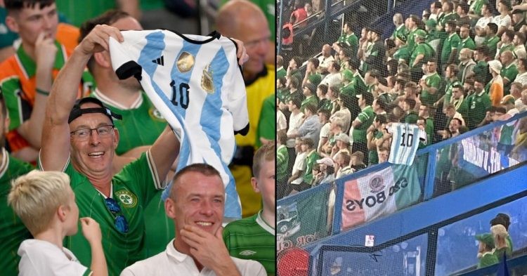 Ireland fan mocks France with Messi's jersey
