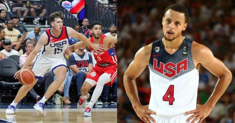 Stephen Curry and Austin Reaves with Team USA