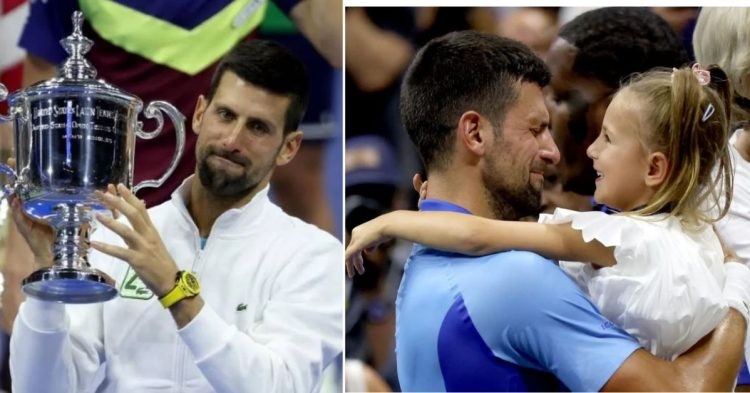Novak Djokovic with his daughter Tara afterr winning the US Open finals 2023