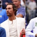 Matthew McConaughey in Novak Djokovic's player's box at US Open 2023