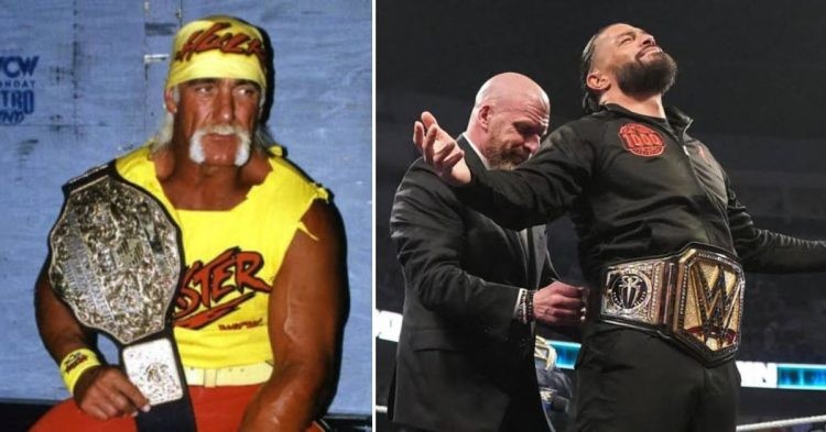 Hulk Hogan (left) and Roman Reigns (right)