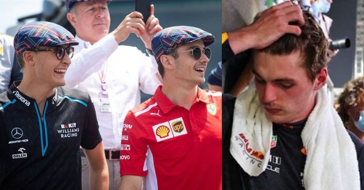 Charles Leclerc and George Russell react to Max Verstappen not qualifying out of Q3