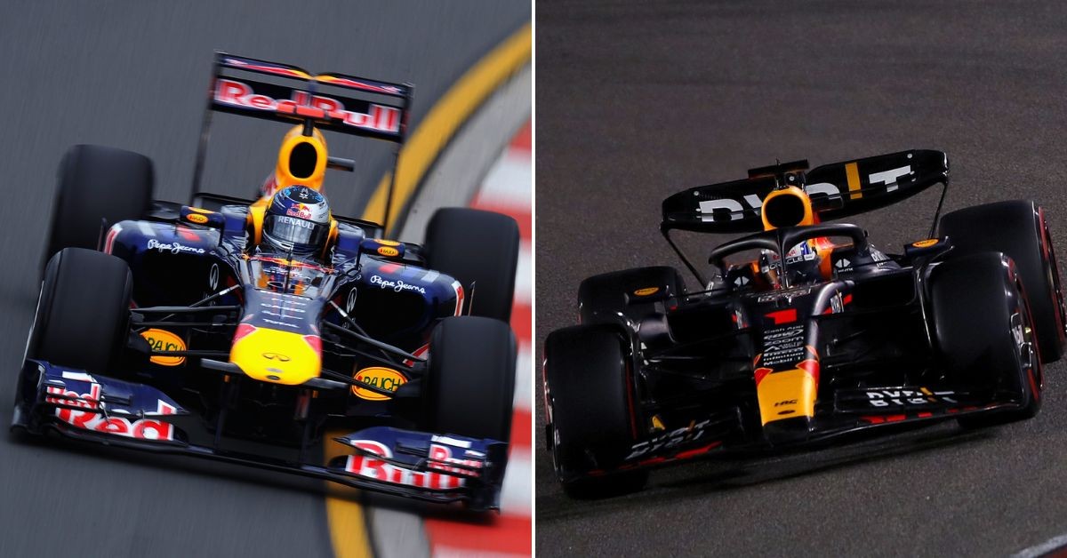The differences between Sebastian Vettel's era of cars and Max Verstappen's (Credits - Twitter)