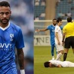 Report on Neymar Jr. as the Brazilian pushed and kicked Abror Ismailov in Al-Hilal's opener in the AFC Champions League.