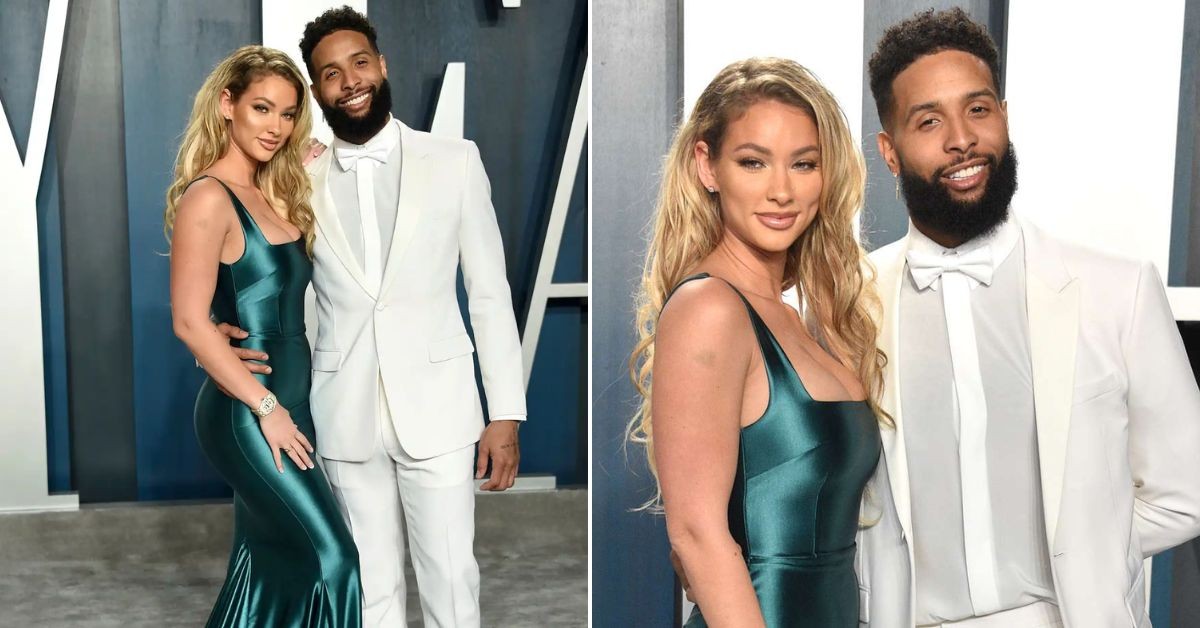 Odell Beckham Jr. red carpet entry with Lauren Wood (Credits: Us Weekly and People)
