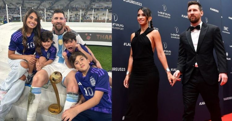 Lionel Messi with his wife Antonella Roccuzzo and their children