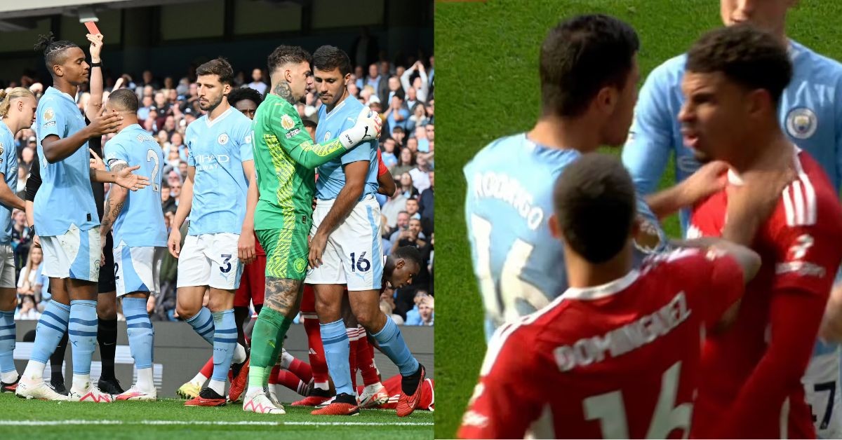 Rodri was sent off for his violent behavior during Manchester City's win over Nottingham Forest