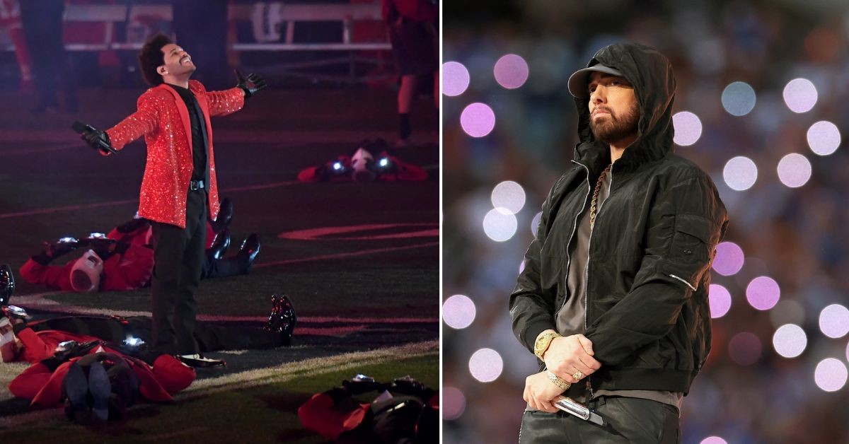 The Weeknd and Eminem on Super Bowl Halftime (Credits: Vanity Fair and NME)