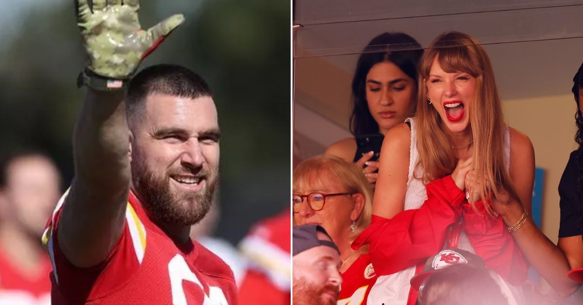 Taylor cheering for Kelce (Credit: People)