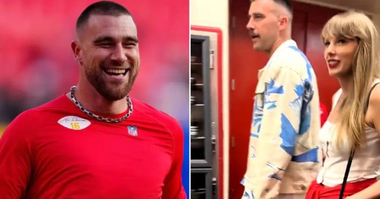 Travis Kelce and Taylor Swift together (Credit: X)