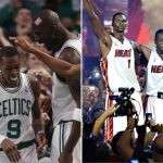 Boston Celtics Big 4 and Dwyane Wade's Miami Heat Big 3 (Credits - Awful Announcing and Pinterest)