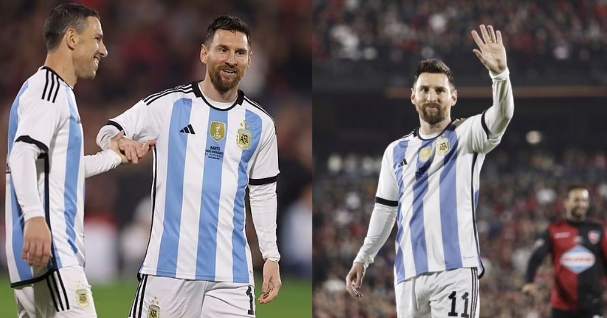 Lionel Messi at Maxi Rodriguez's testimonial match