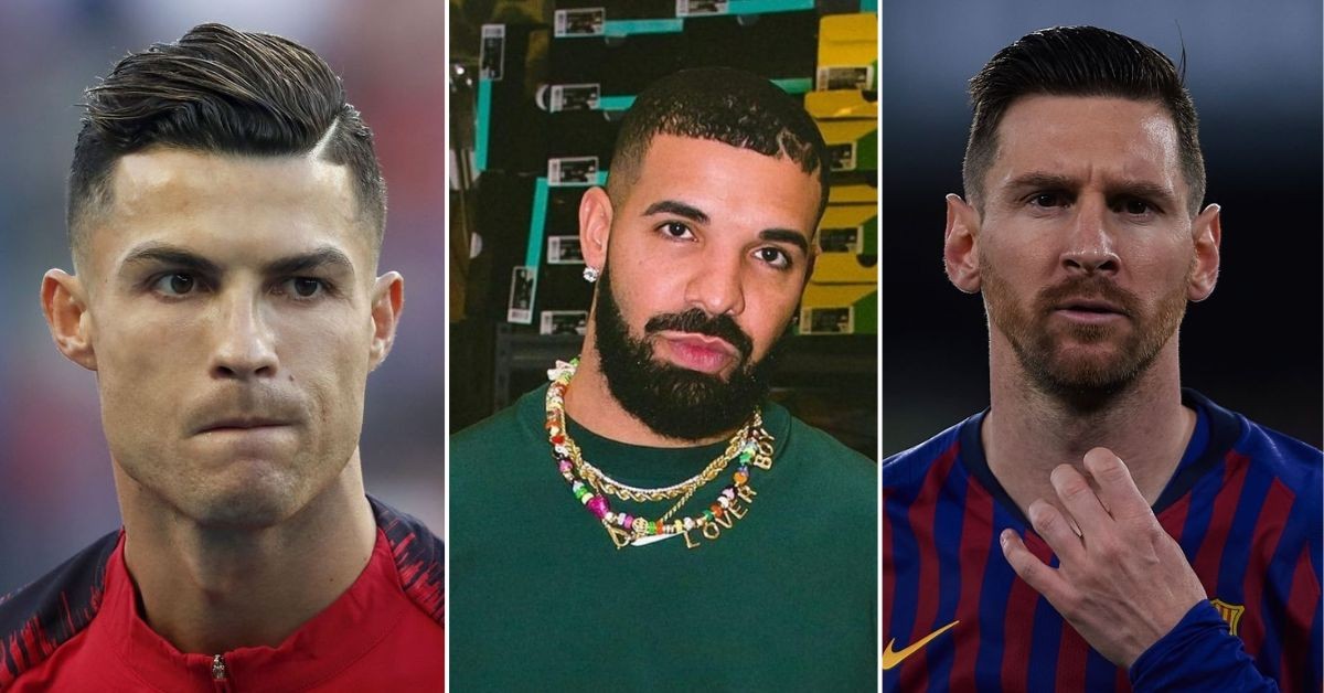 Drake snugs Messi over Cristiano Ronaldo (Credits: Morung Express and Pinterest)