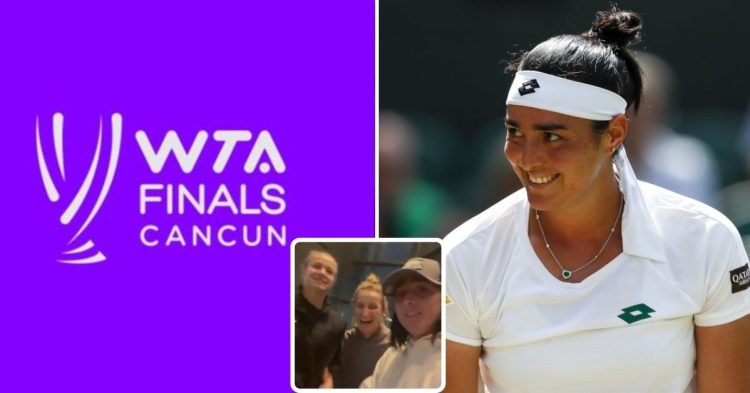 Ons Jabeur celebrates WTA Finals qualification with Marketa Vondrousova and Karolina Muchova