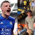 Report on Leicester City as a young fan riles up two grown Stoke City fans in a video that went viral on social media.