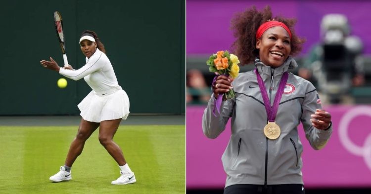 Serena Williams at the 2012 London Olympics. (Credits-Clive Brunskill/Getty Images, Adam Davy/ PA via AP)