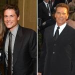 Maria Shriver with Rob Lowe, and Arnold Schwarzenegger
