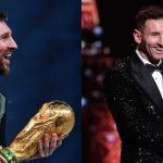 Lionel Messi with World Cup and Ballon d'Or