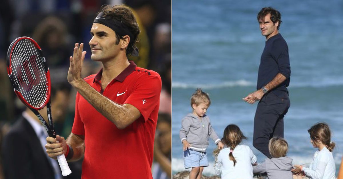Roger Federer acknowledges, Roger Federer with kids